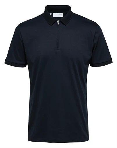 Selected - SLMFave Noos Zip Polo - Sky Captain 